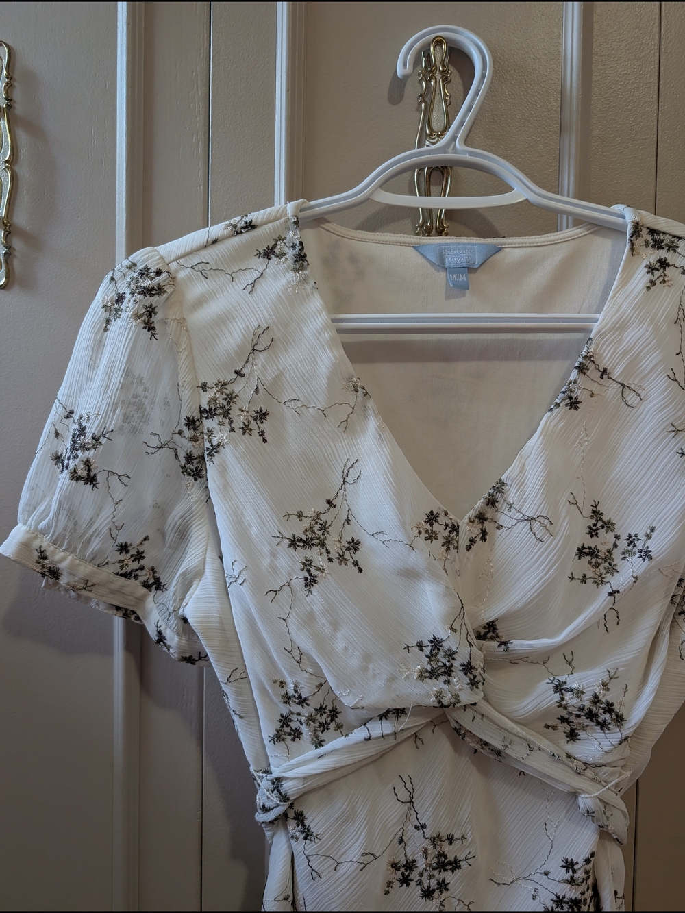 Vintage Floral Wrap-Front Blouse